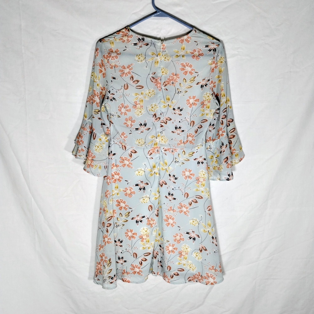 Natura Knee Length Dress Sz Medium Blue Floral Flowy Boho Cottagecore Peasant - Picture 8 of 15
